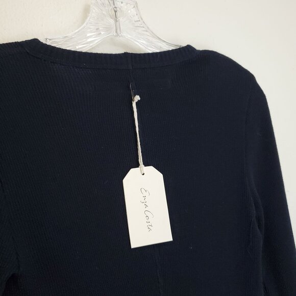 Enza Costa Cashmere thermal Long Sleeve Cuffed Crew in Cadet - Picture 9 of 14